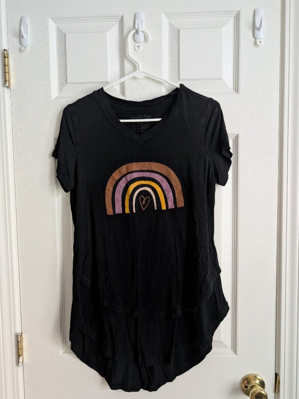 Latched Mama - Beige Rainbow, Black Shirt